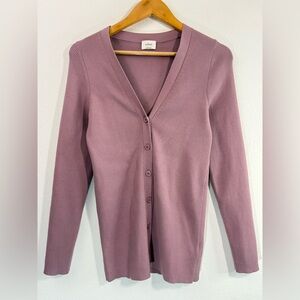 Aritzia Wilfred Ribbed Knit V-Neck Cardigan Mauve Sweater Sz L